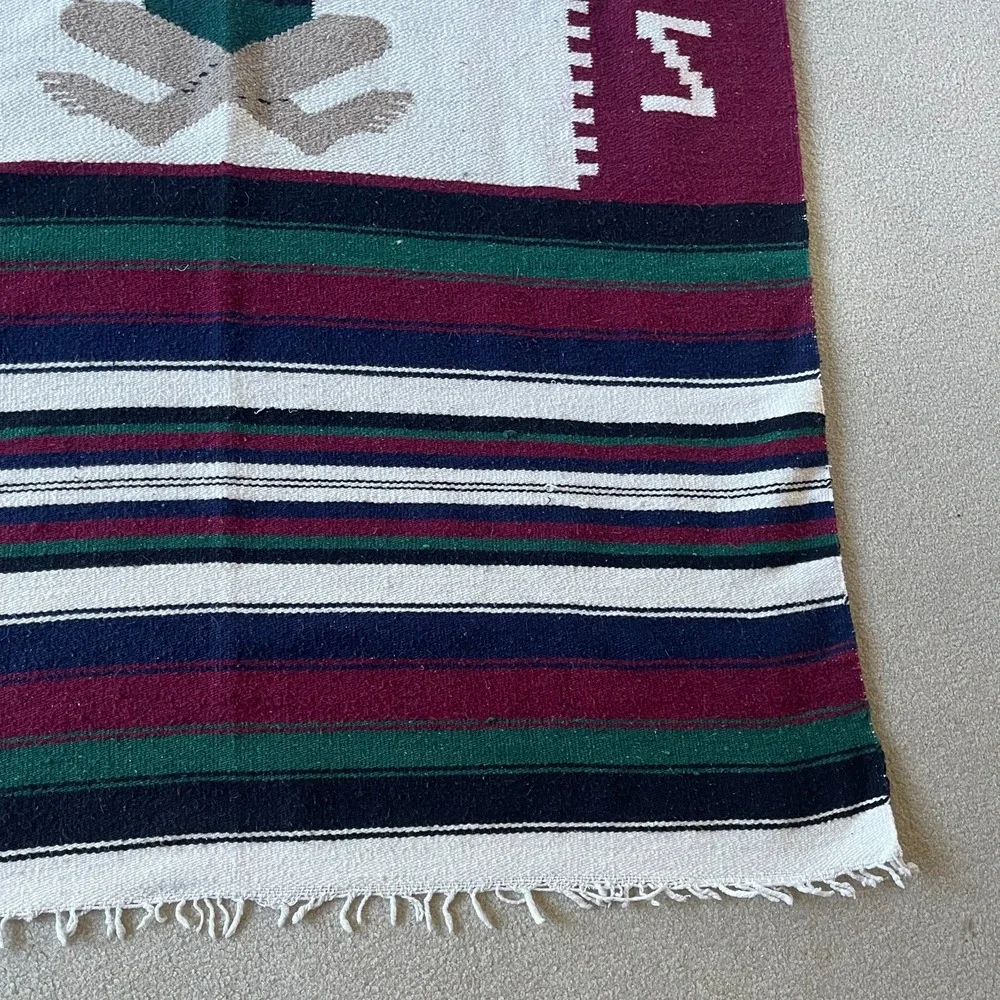 Vintage Mexican Blanket Wall Hanging‎ Art Mayan Tribal Decor Southwest 48x79